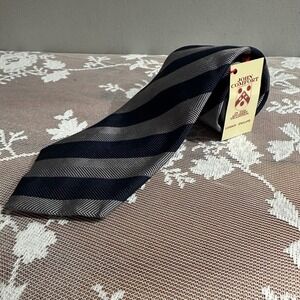 John Comfort London England South Bank Collection Mens Striped Silk Necktie